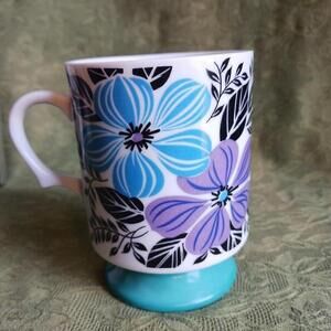 Holt Howard Vintage Floral Footed Mug Turquoise Purple